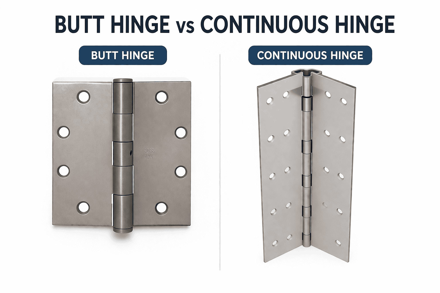 Continuous vs Butt Hinges: 5 Essential Differences That Matter for Commercial Doors